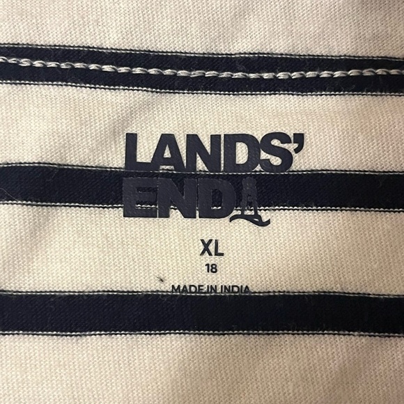 Lands' End Cotton Jersey Notch Neck in Navy & White Striped Sleeveless Dress, XL - Picture 6 of 9